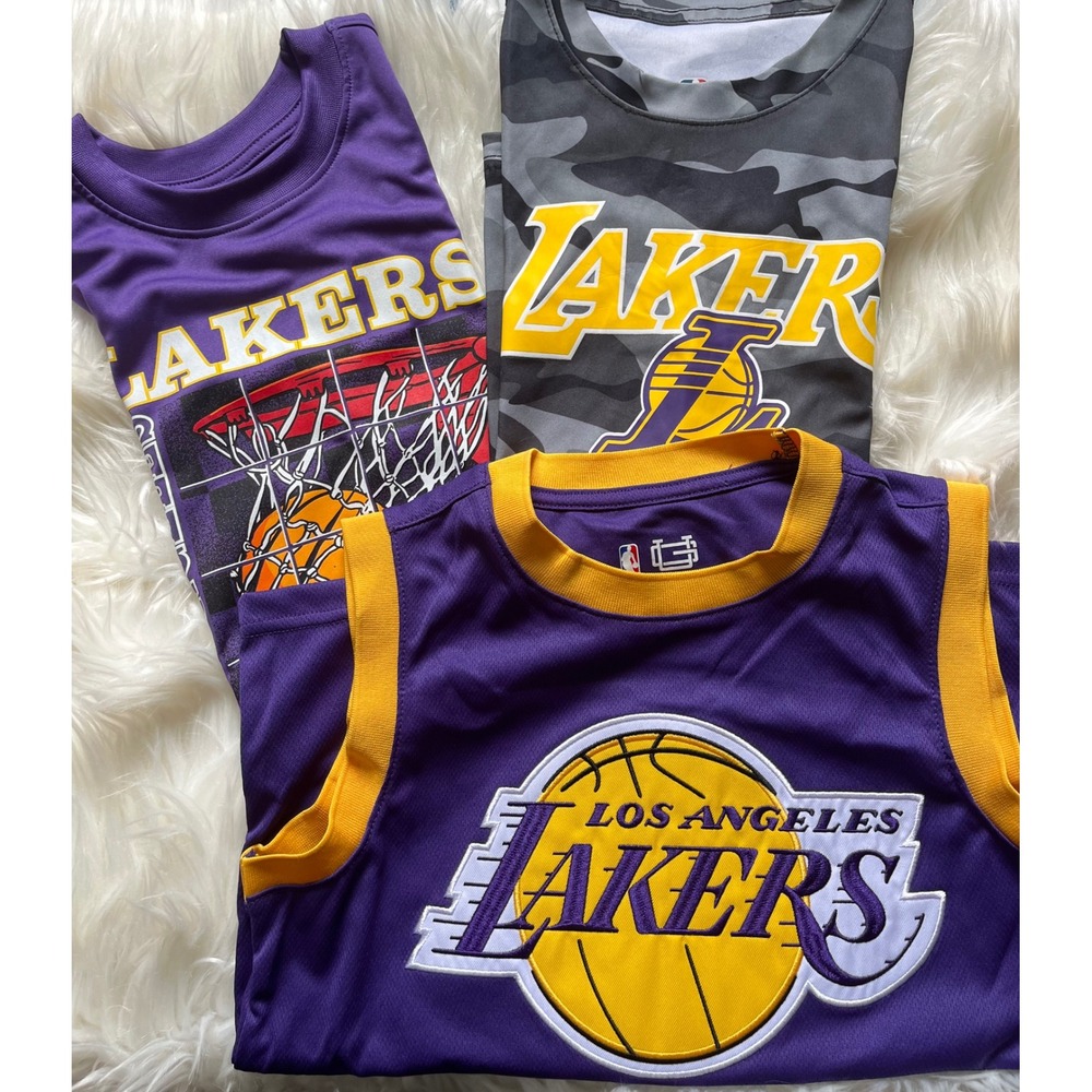 NWT Bundle of Lakers NBA Basketball Tees/Jersey Size 8 Lot of 3